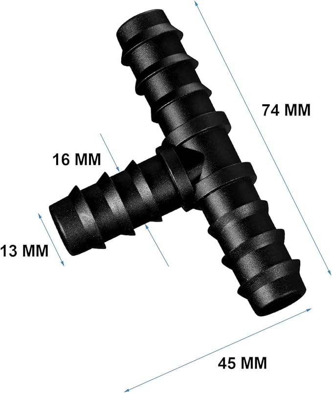Maitys 8 Pieces 1/2 Inch Drip Irrigation Fittings Parts Soaker Hose Repair Kit Inline Barb Drip Irrigation Hose Connectors Plastic Tubing End Stop for Garden Lawn Sprinkler Systems(Tee)