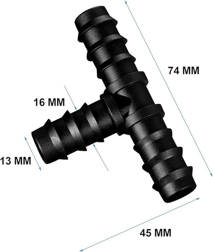Maitys 8 Pieces 1/2 Inch Drip Irrigation Fittings Parts Soaker Hose Repair Kit Inline Barb Drip Irrigation Hose Connectors Plastic Tubing End Stop for Garden Lawn Sprinkler Systems(Tee)