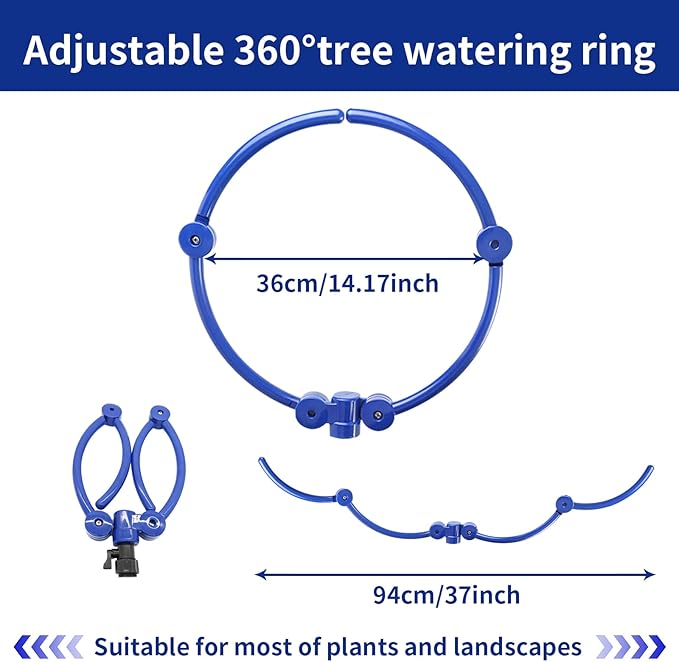 360° Tree Water Ring Gardening Watering System, Adjustable sprinklers for Yard with Y Hose Splitters, Lawn Sprinkler Irrigation System for Garden, Outdoor New Trees Shrubs Plants Garden Beds