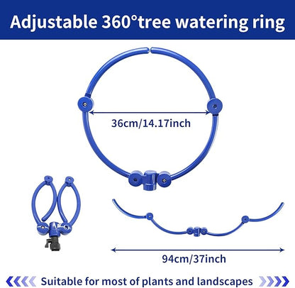 360° Tree Water Ring Gardening Watering System, Adjustable sprinklers for Yard with Y Hose Splitters, Lawn Sprinkler Irrigation System for Garden, Outdoor New Trees Shrubs Plants Garden Beds
