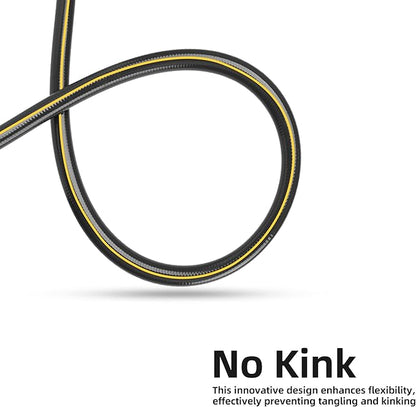 Solution4Patio Long Black Garden Hose 5/8 in. x 50 ft. -Kink Free, No Leaking, Male/Female Fittings -Heavy Duty Durable Flexible Lightweight Water Pipe -Brass Aluminum Ends for Household & Yard Use