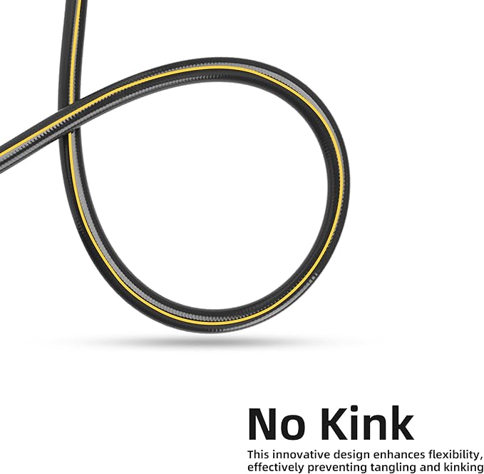 Solution4Patio Long Black Garden Hose 5/8 in. x 100 ft. -Kink Free, No Leaking, Male/Female Fittings -Heavy Duty Durable Flexible Lightweight Water Pipe -Brass Aluminum Ends for Household & Yard Use