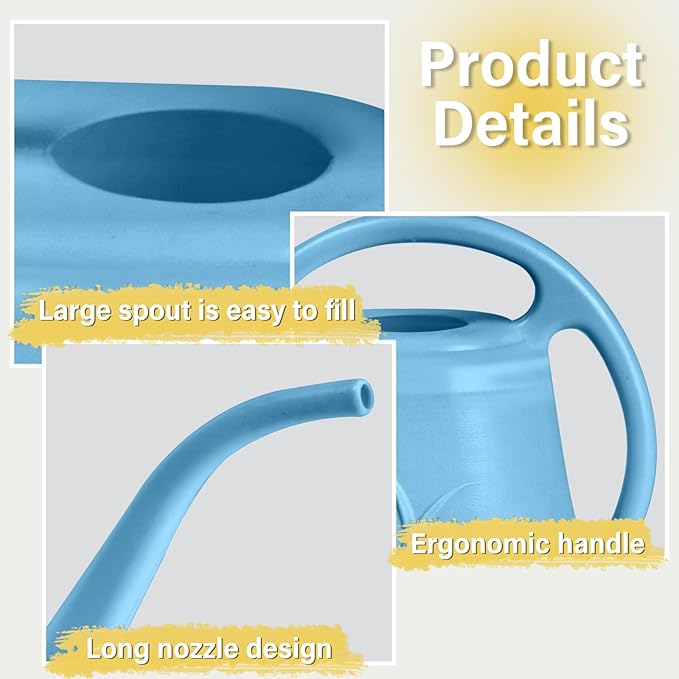 Watering Can - for Home Plant Garden - 1 Gallon - Sky Blue