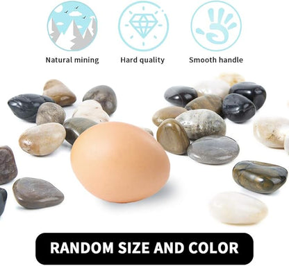 Pebbles Polished Gravel, Natural Polished Mixed Color Stones, Small Decorative River Rock Stones 2 Pounds (32-Oz)
