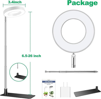 Grow Lights for Indoor Plants, Full Spectrum Plant Lights for Indoor Growing with with 3/9/12H Timer, 3 Color Modes, 10 Brightness, 6.5"-26" Height Adjustable Small Grow Light, 1 Pack(3.4in)