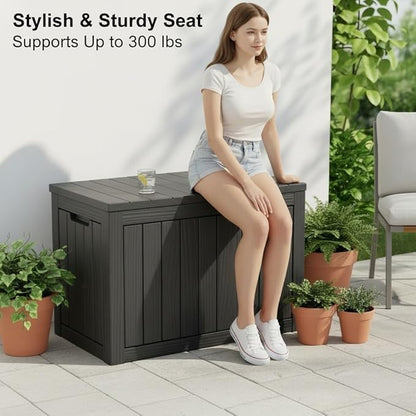 45 Gallon Lockable Deck Box for Indoor & Outdoor Storage, All-Weather Water Resistant Chest for Garage, Toys, Holiday Decor, Patio Cushions & Tools