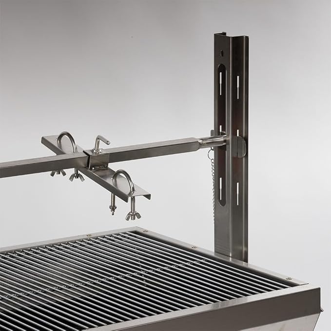 Ash & Ember 25W Stainless Steel BBQ Rotisserie Grill, 4 RPM Rotation Speed, Rated 125 LB for Large Game, Portable Electric Outdoor Roaster with Dual Prongs, Single Leg Bracket, and Spine Fork