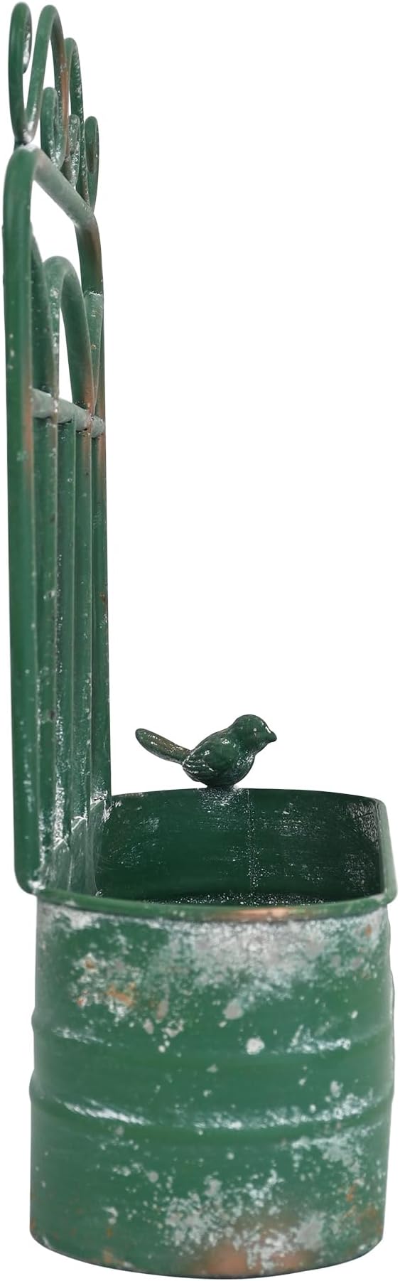 Vintage Rustic Wall Planter Distressed Green Decor Metal Hanging Plant Basket Shabby Iron Wall Mounted Flower Holder Pot Stand for Indoor Outdoor Home Balcony Patio Farmhouse Garden Decorative