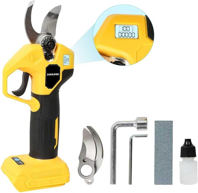 Pruning Shears Compatible with Dewalt 20V Battery, Brushless Cordless Pruning Shears with LCD Display and SK5 Blades, 0.8-1.2 Inches Cutting Diameter, for Branch Trimming (Battery Not Included)