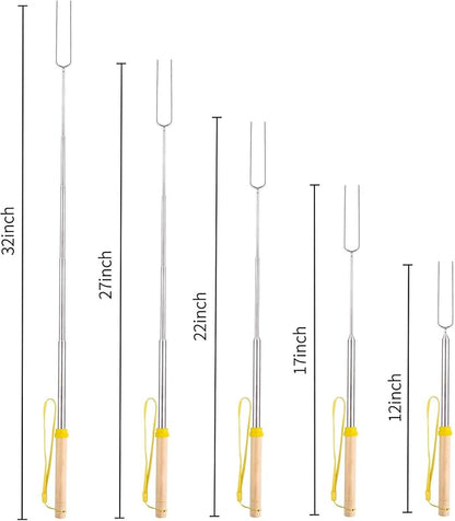 Marshmallow Roasting Sticks 5pcs Hanging Telescoping Smores Skewers 32 Inch BBQ Forks Campfire Tools Hot Dog Sticks