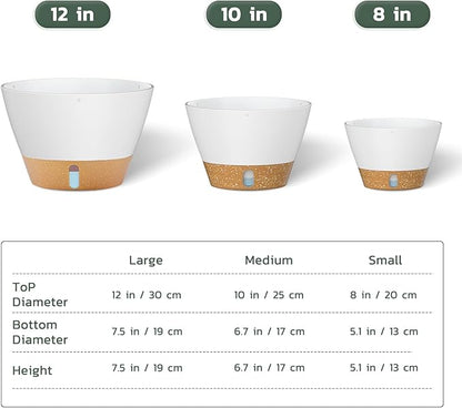 ZMTECH 10 Inch Hanging Planters for Outdoor Plants, Hanging Pots for Plants Indoor with Visible Water Level, Hanging Flower Basket with Drainage Holes & Removable Tray(2 Pack, White)