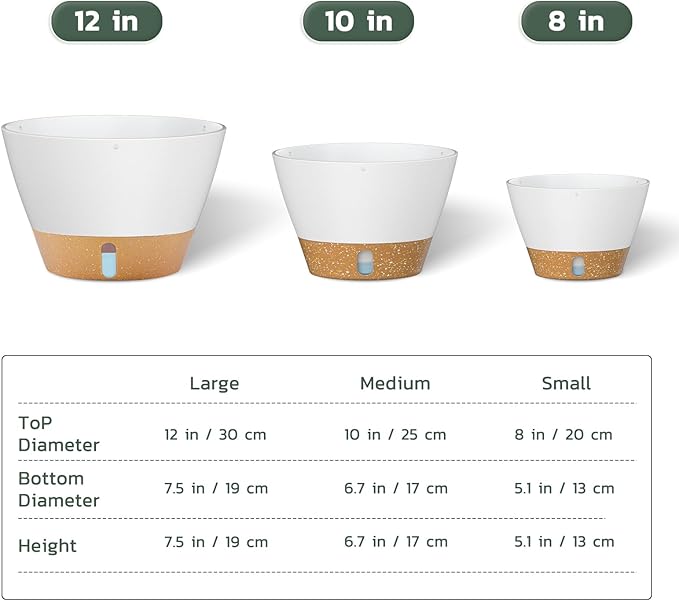 ZMTECH 8 Inch Hanging Planters for Indoor Plants, Hanging Baskets for Plants Outdoor with Visible Water Level, Hanging Flower Pots with Drainage Holes & Removable Tray(2 Pack, White)