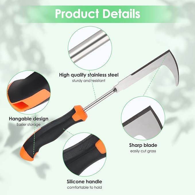 Weed Puller Tool, Set of 3, Rubber Handle Weed Remover Tool, Manual Weeder,L-Shaped Weeding Tool, Thickened Stainless Steel Crack Weeder,Planting and Weeding for Garden, Patio, Backyard Farm