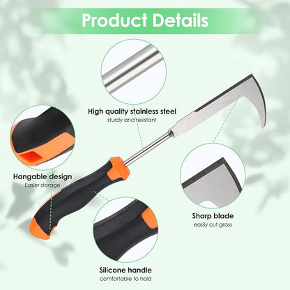 Weed Puller Tool, Set of 3, Rubber Handle Weed Remover Tool, Manual Weeder,L-Shaped Weeding Tool, Thickened Stainless Steel Crack Weeder,Planting and Weeding for Garden, Patio, Backyard Farm