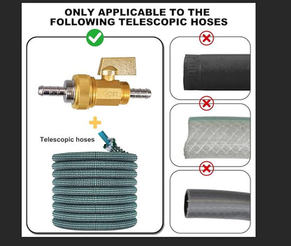 Garden telescopic hose end adapter with shut off Valve,Garden retractable hose end Fittings Kit,Suitable for flexible telescopic hose Repair Connector Brass Shut Off Valve 1Set