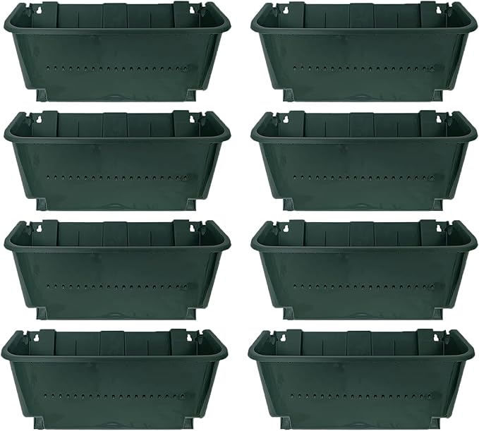 Self-Watering Wall Mounted Planter Set, Indoor and Outdoor Vertical Planter, Stackable Wall Mounted, for Balcony Decoration (Blackish Green 8 Pack)