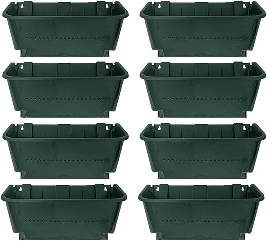 Self-Watering Wall Mounted Planter Set, Indoor and Outdoor Vertical Planter, Stackable Wall Mounted, for Balcony Decoration (Blackish Green 8 Pack)