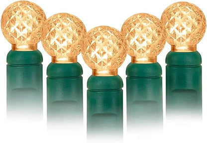 Warm White G12 LED Christmas Lights Outdoor- 71 FT 140 Count Berry LED Christmas Lights Outdoor Waterproof, One-Piece Commercial Grade Green Wire, IP:65, UL (2 Pack 70 Counts 35.5ft Per String)