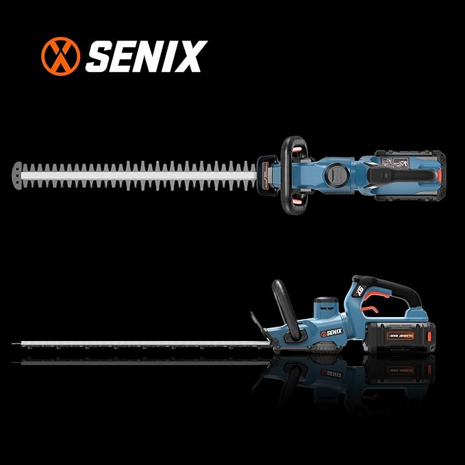 SENIX X6 60V Max* Battery Powered 26" Cordless Hedge Trimmer with Brushless Motor, Double-Sided Dual Action Blades, 1-1/4" Cutting Capacity, 3.0 Ah Lithium-ion Battery & Charger Included (HTX6-M1)