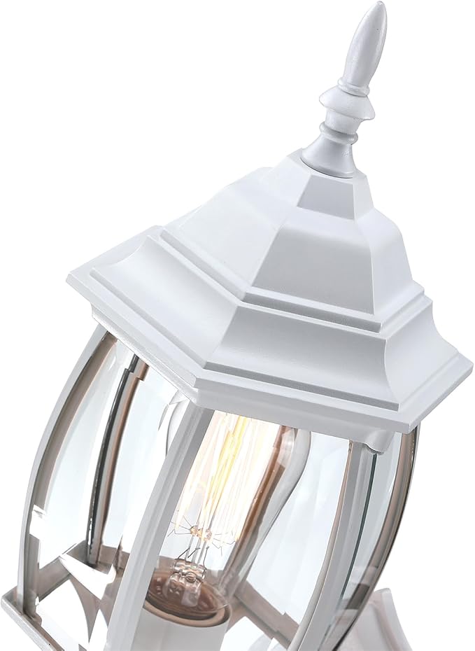 16.8 Inch White Outdoor Wall Light, Outside Porch Sconce White Outdoor Light Fixture for House Front Door Wall Lantern with Vintage Design, Garage Balcony, E26