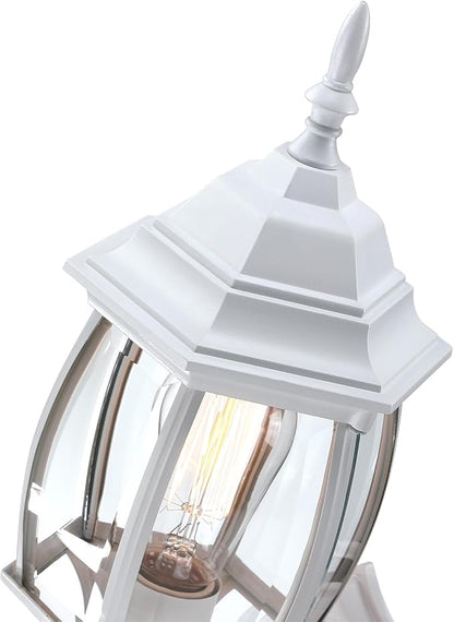 16.8 Inch White Outdoor Wall Light, Outside Porch Sconce White Outdoor Light Fixture for House Front Door Wall Lantern with Vintage Design, Garage Balcony, E26