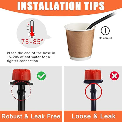 Drip Irrigation System, Irrigation System for Garden with 165FT 1/4 Inch Blank Distribution Tubing, DIY Saving Water Garden Watering System, Automatic Drip Irrigation Kits for Greenhouse Accessories