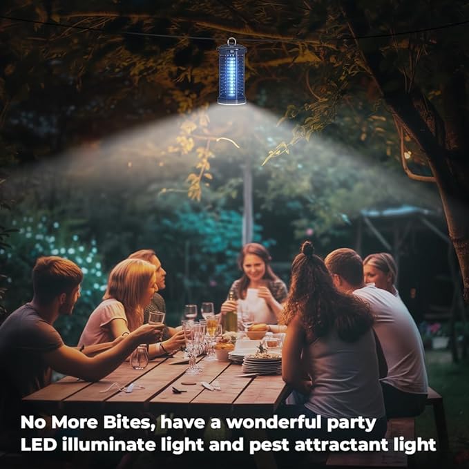 YISSVIC Bug Zapper Outdoor Indoor Waterproof Electric Mosquito Lamp Fly Zapper Killer Effective 4200V Plug in for Home Patio Office Courtyard (One-Light Control Bug Zapper)