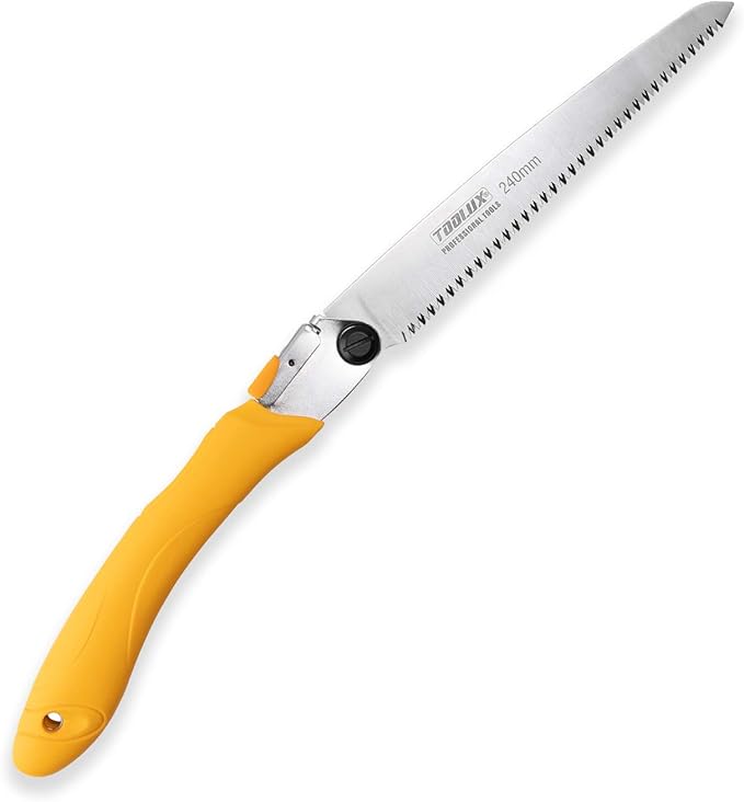 Toolux Folding Saw,9.45 Inch Hand Saws for Wood Camping, Dry Wood Pruning Saws With Hard Teeth, Quality SK-5 Steel Compact Design with Non-Slip Ergonomic Handle for Outdoor Use,Yellow