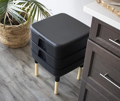 FCMP Outdoor - The Essential Living Composter, 2-Tray Worm Vermicomposter Bin (HF-LC4000v2-BLK) Black