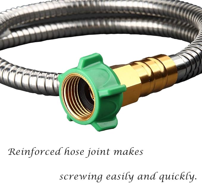 Beaulife 304 Stainless Steel Metal Garden Hose Connector 5 Feet Short Garden Water Hose Extension Extender, Drinking Water Hose Lead and BPA Free
