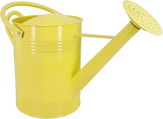 2 Gallon Metal Watering Can for Outdoor Indoor Garden Plants, Galvanized Watering Can for Flowers, Plants & Lawns (Yellow)