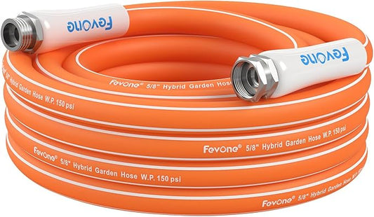 Fevone Garden Hose 25 ft., Lightweight Hybrid Water Hose, Flexible and Durable, Leak-Free Connections