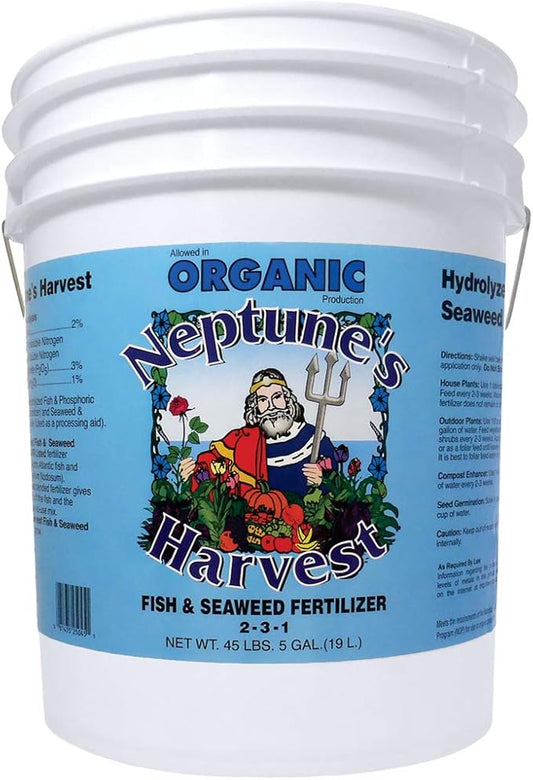 Neptune's Harvest Fish & Seaweed Fertilizer 2-3-1, 5 Gallon Pail