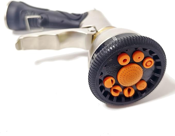 Garden Hose Nozzle,Heavy Duty Metal Water Hose Sprayer Nozzle with 9 Adjustable Spray Patterns,High Pressure Handheld Spray Nozzle Gun for Watering Plants, Car Washing