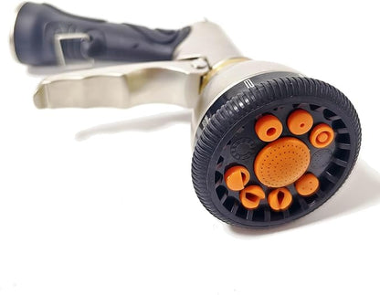 Garden Hose Nozzle,Heavy Duty Metal Water Hose Sprayer Nozzle with 9 Adjustable Spray Patterns,High Pressure Handheld Spray Nozzle Gun for Watering Plants, Car Washing