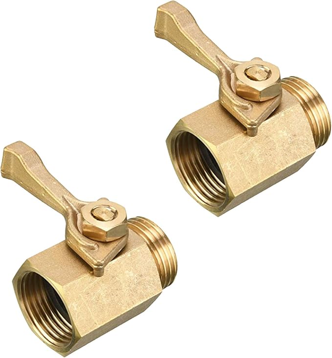 Hourleey 2 Pack Solid Brass Garden Hose Shut Off Valve with 2 Extra Rubber Washers, 3/4 Inch, Gate Valve, Hose Valve, Brass