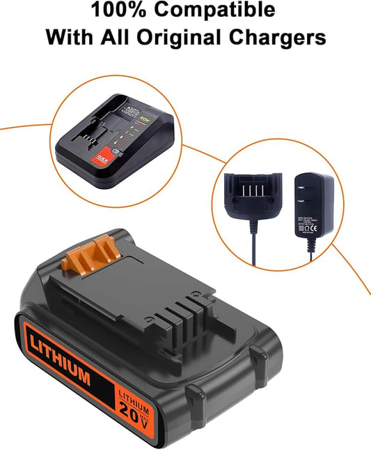 IEFUU 2 Packs 2.0Ah LBXR20 20V Max Lithium ion Battery Compatible with Black and Decker LB20 LBX20 LST220 LBXR20B-2 LBXR2020 Black & Decker Weed Eater Trimmer Extended Runtime Cordless Power Tools