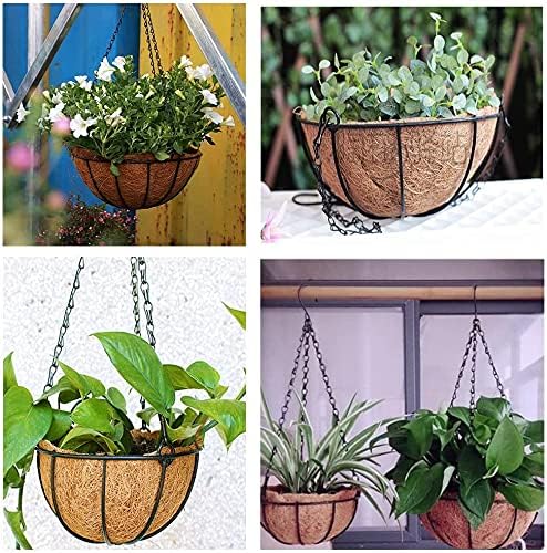 Legigo 3 Pack 14 Inch Hanging Basket Coco Liners Replacement, 100% Natural Round Coconut Coco Fiber Planter Basket Liners for Hanging Basket Flowers/Vegetables