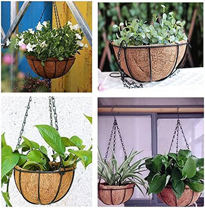 Legigo 3 Pack 14 Inch Hanging Basket Coco Liners Replacement, 100% Natural Round Coconut Coco Fiber Planter Basket Liners for Hanging Basket Flowers/Vegetables