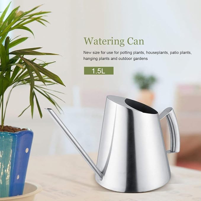 Watering Can, Stainless Steel Watering Can Pot Indoor House Pl Long Spout Watering Can Modern Watering Pot 51oz/1.5L