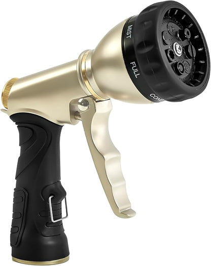 ARXIVE Garden Hose Nozzle,Heavy Duty High Pressure Hand Sprayer,100% Metal Water Hose Sprayer Nozzle with 7 Spray Patterns for Watering Garden,Lawns,Car Washing and Pet Washing