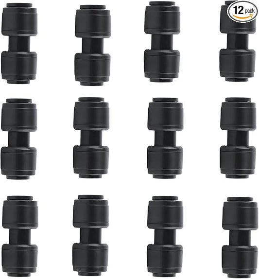 112 Pack 1/4 Inch Straight Union Quick Connect Coupling, Leak-Proof Irrigation Fitting for 1/4" Tubing, Easy Install for Garden, Farm, Sprinkler Systems