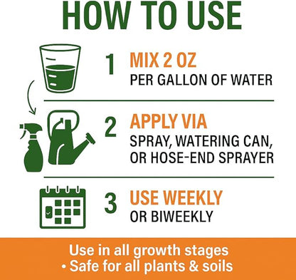 GS Plant Foods Liquid Kelp Fertilizer – Suitable for Organic Growing, OMRI Listed Seaweed Concentrate for Lawns, Gardens & Soil - 1 Quart