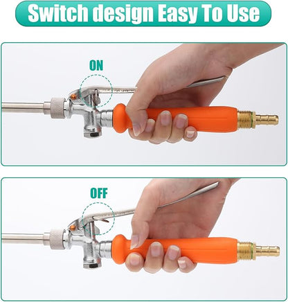 29 Inches Metal Sprayer Wand Compatible with CHAPIN, Garden Hose Sprayer Wand, 2 Brass Barbs Stainless Steel Sprayer Wand with Shut off Valve & 2 Hose Clamps (Upgrade All Metal Sprayer Wand)