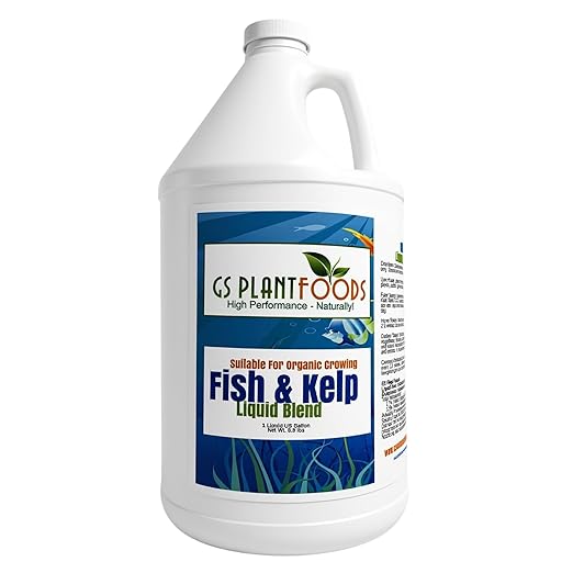 GS Plant Foods Liquid Fish & Kelp Fertilizer (1 Gallon) – Organic Material Review Institute Listed Natural Plant Food for Home Gardens, and Vegetables