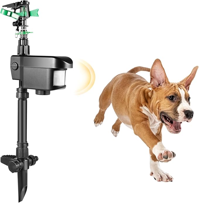 Solar Water Sprinkler Solar Powered Motion Activated Water Sprinkler Outdoor Sprinklers with Motion Sensor for Farmland Lawn Courtyard 1000ft², Applicable Temperature 32-104℉