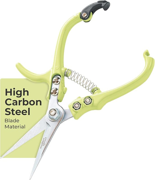 Modern Sprout Pruning Shears - Herb Snipping Scissors- Lightweight Gardening Tools W/Easy Lock - Flower Cutter Garden Shears - Carbon Steel Blade + Reusable Holster (Chartreuse, 1-Pack)