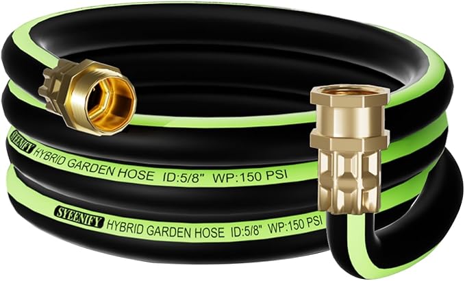 SYEENIFY Short Garden Hose 5/8 in. x 4 ft Lead-in Water Hose Male/Female Heavy Duty Hybrid Water Hose No Kink and Flexible Rubber Hose for Dehumidifier,Vehicle Water Filter and Camp Water Tank