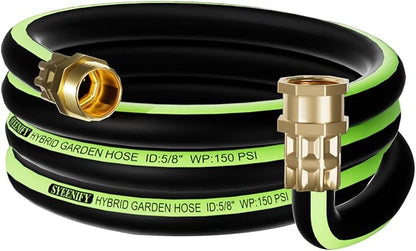 SYEENIFY Short Garden Hose 5/8 in. x 4 ft Lead-in Water Hose Male/Female Heavy Duty Hybrid Water Hose No Kink and Flexible Rubber Hose for Dehumidifier,Vehicle Water Filter and Camp Water Tank