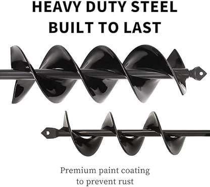 TCBWFY Auger Drill Bit for Planting, 2 Set Solid Core Shaft Garden Auger Spiral Drill Bit, Hole Digger for 3/8'Hex Drive Drill (3'X16.5' and 1.6'X16.5")
